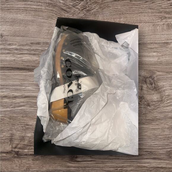 Coach Finlay Suede Clog — Black Suede / Wood Platform / Women’s US 6B - Picture 4 of 6